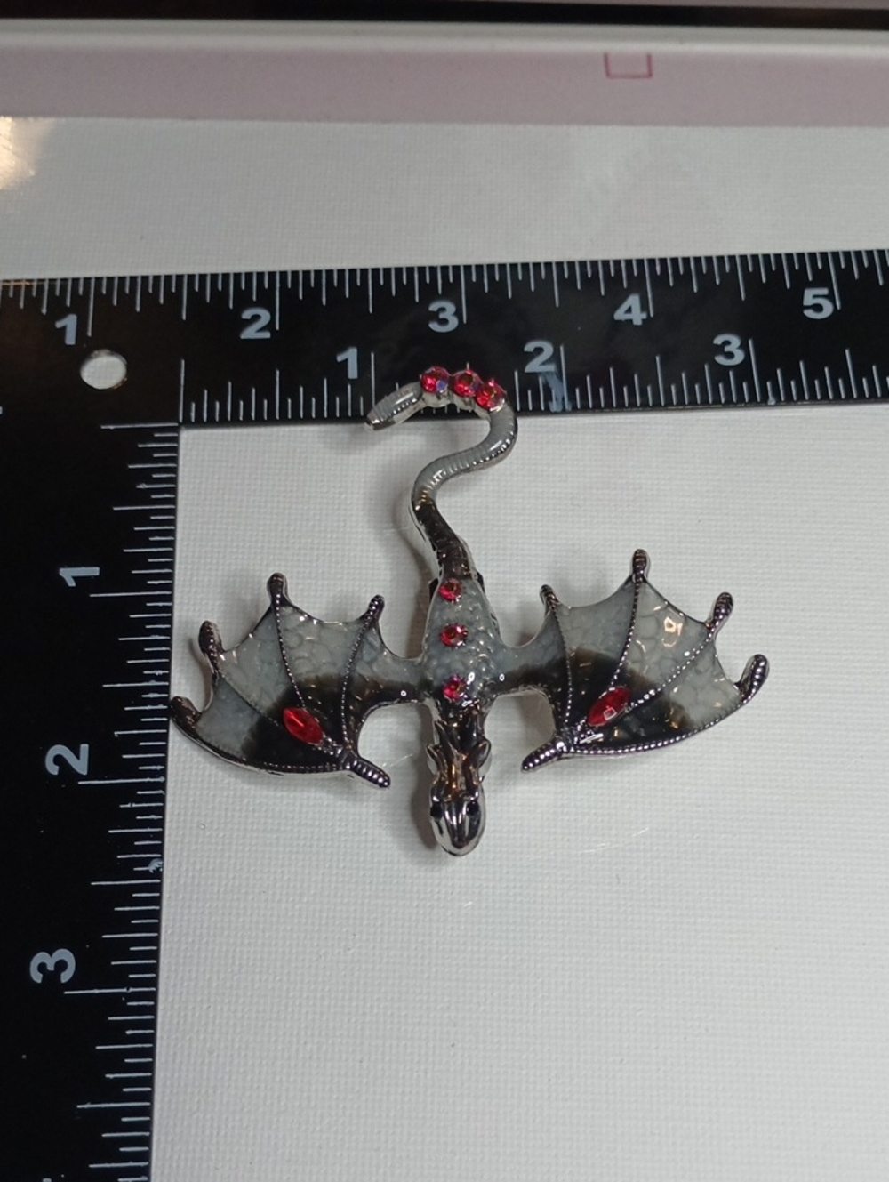 Dragon Brooch with Red Accents -